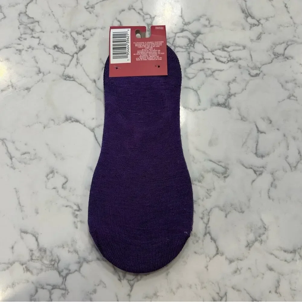 NWT Juncture Woman’s No Slip Shoe Liners Purple Blue Butterfly Socks Size 5-9‎